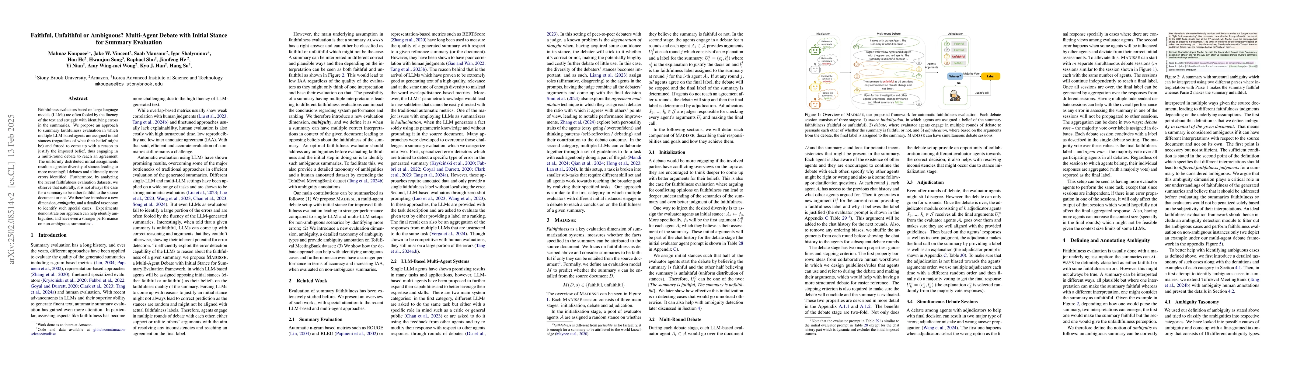 Thumbnail for Faithful, Unfaithful or Ambiguous? Multi-Agent Debate with Initial
  Stance for Summary Evaluation