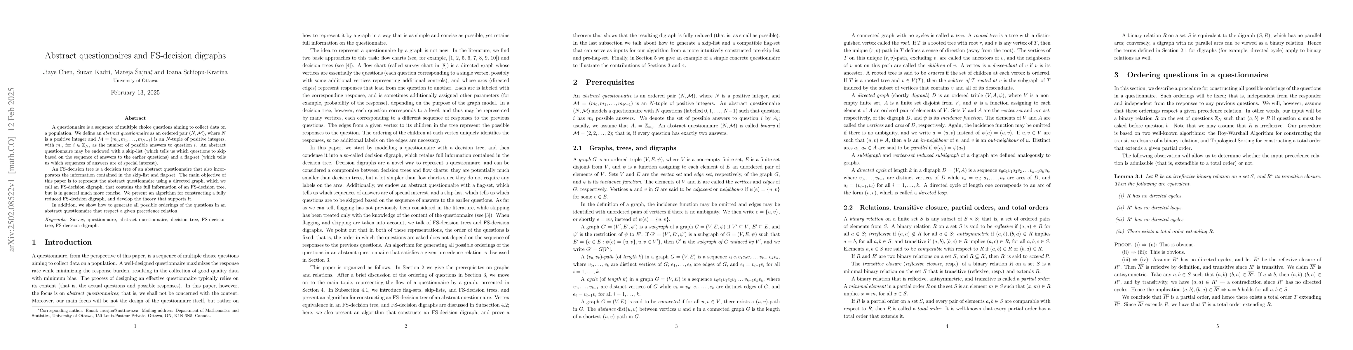 Thumbnail for Abstract questionnaires and FS-decision digraphs