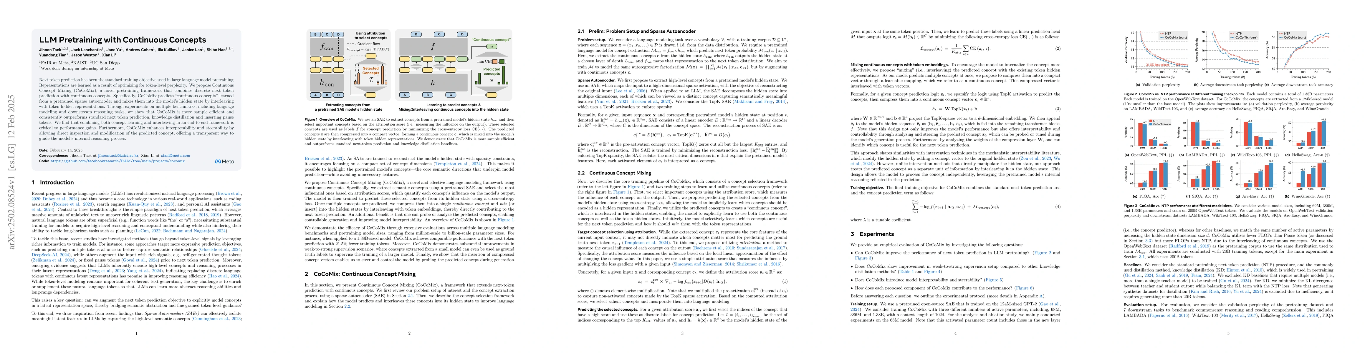 Thumbnail for LLM Pretraining with Continuous Concepts