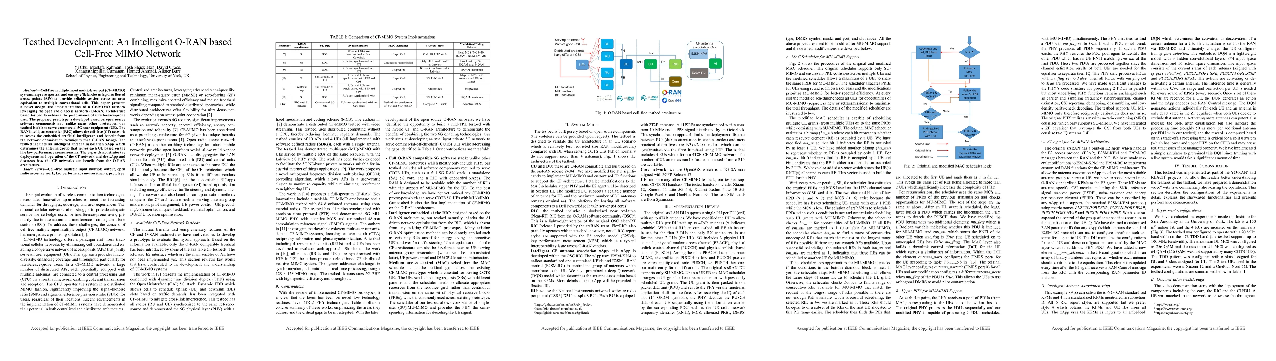 Thumbnail for Testbed Development: An Intelligent O-RAN based Cell-Free MIMO Network