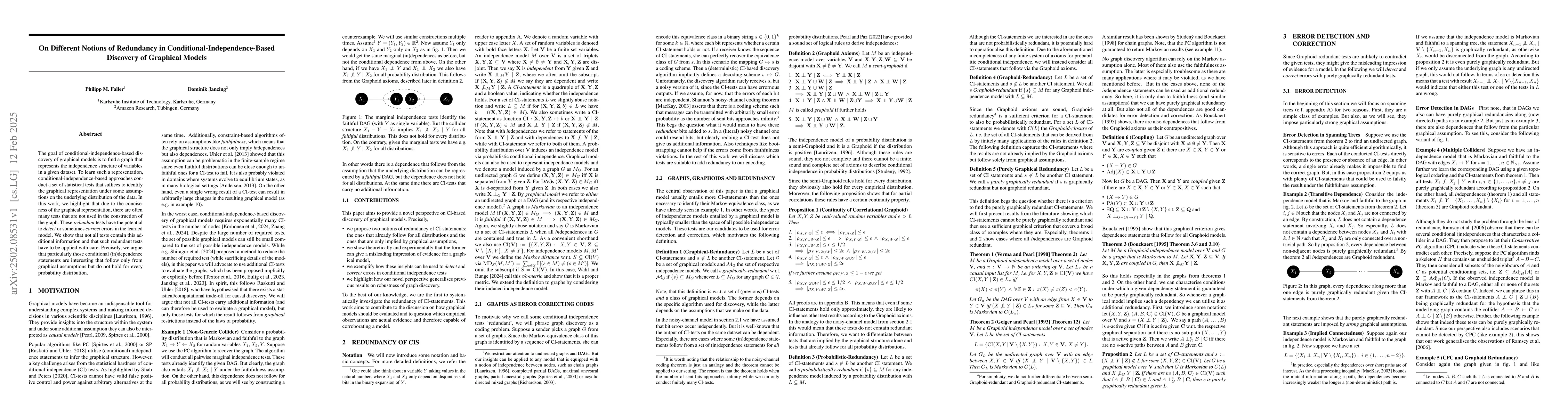 Thumbnail for On Different Notions of Redundancy in Conditional-Independence-Based
  Discovery of Graphical Models