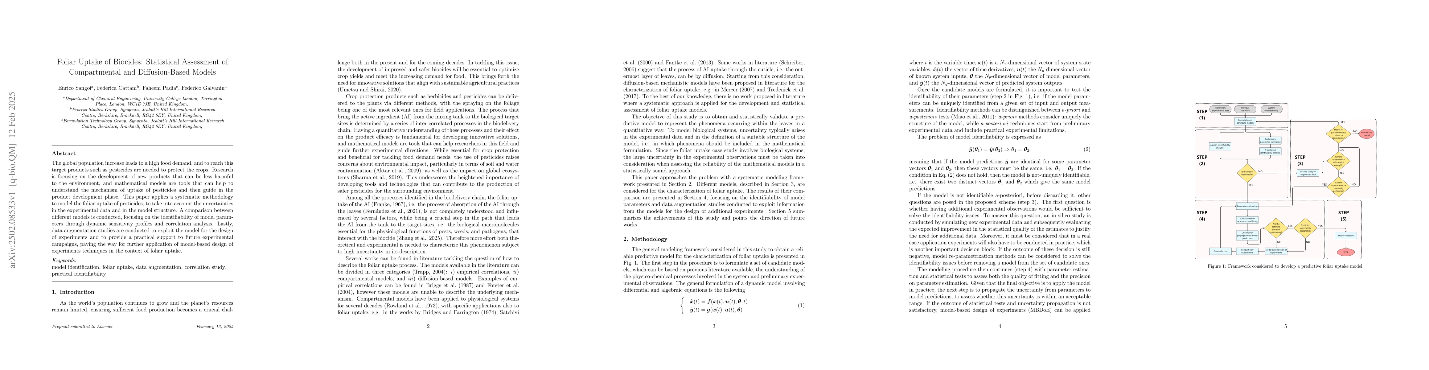 Thumbnail for Foliar Uptake of Biocides: Statistical Assessment of Compartmental and
  Diffusion-Based Models