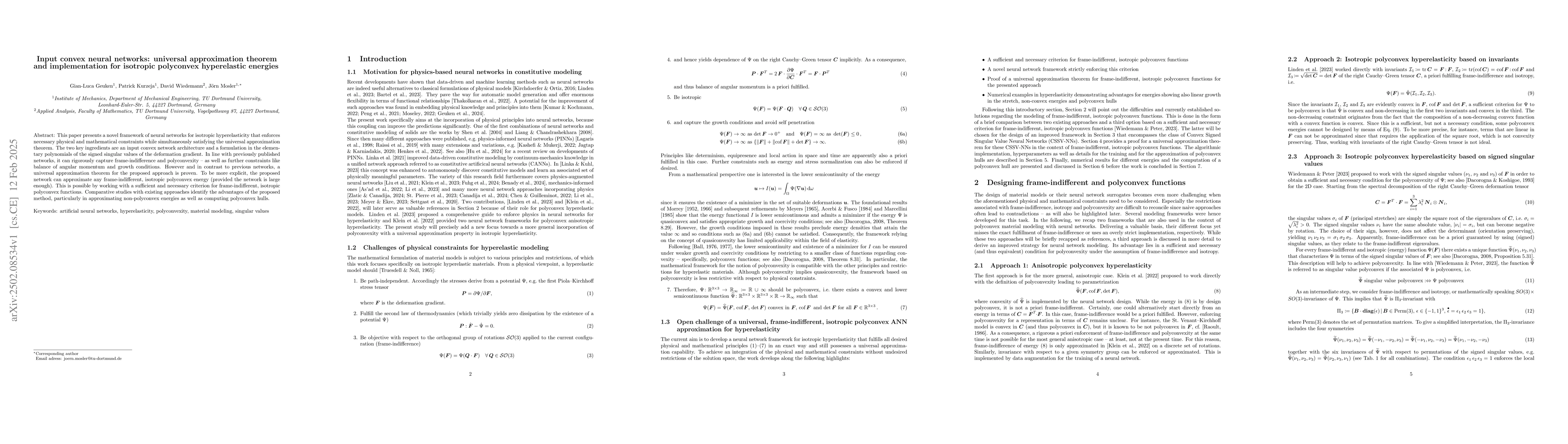 Thumbnail for Input convex neural networks: universal approximation theorem and
  implementation for isotropic polyconvex hyperelastic energies