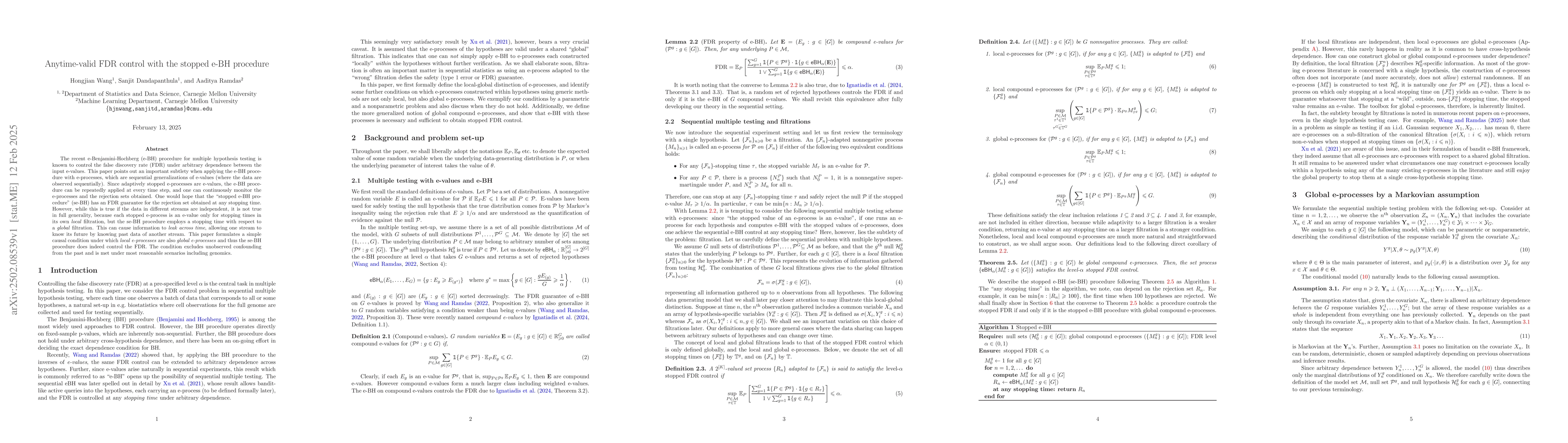 Thumbnail for Anytime-valid FDR control with the stopped e-BH procedure