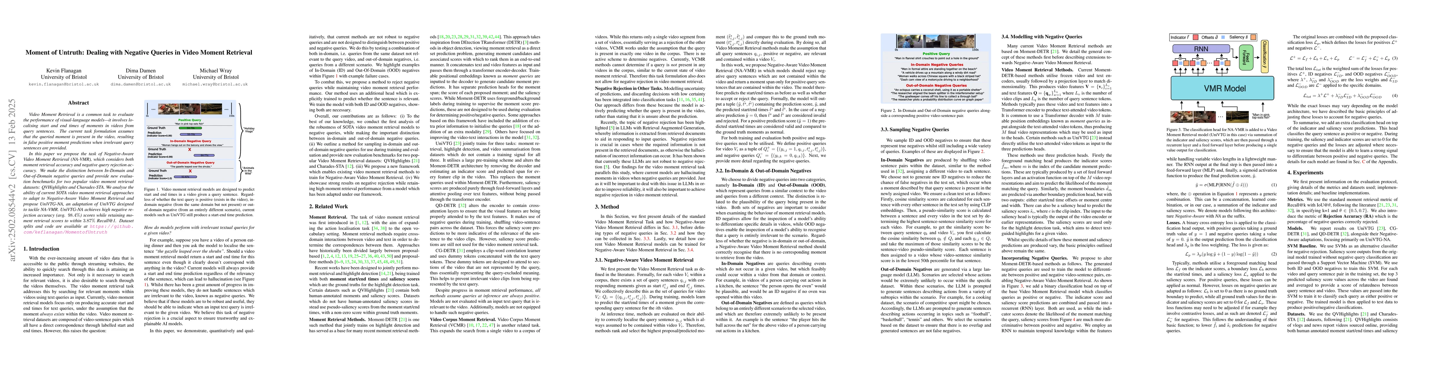 Thumbnail for Moment of Untruth: Dealing with Negative Queries in Video Moment
  Retrieval