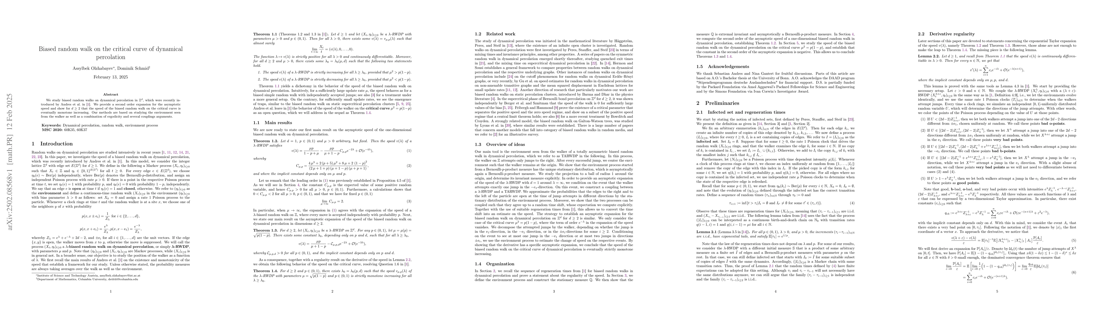 Thumbnail for Biased random walk on the critical curve of dynamical percolation