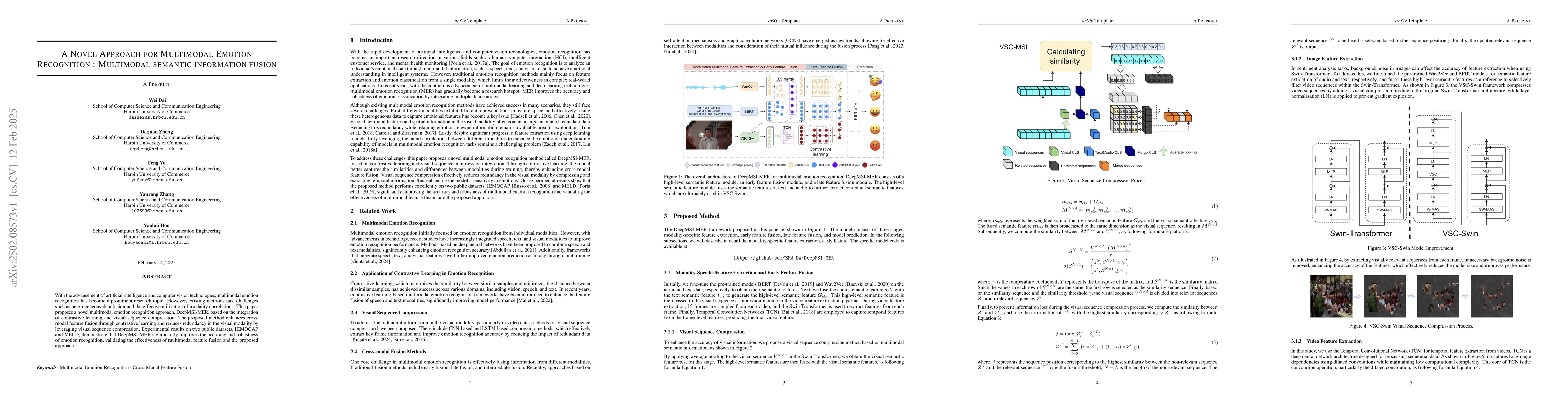 Thumbnail for A Novel Approach to for Multimodal Emotion Recognition : Multimodal
  semantic information fusion