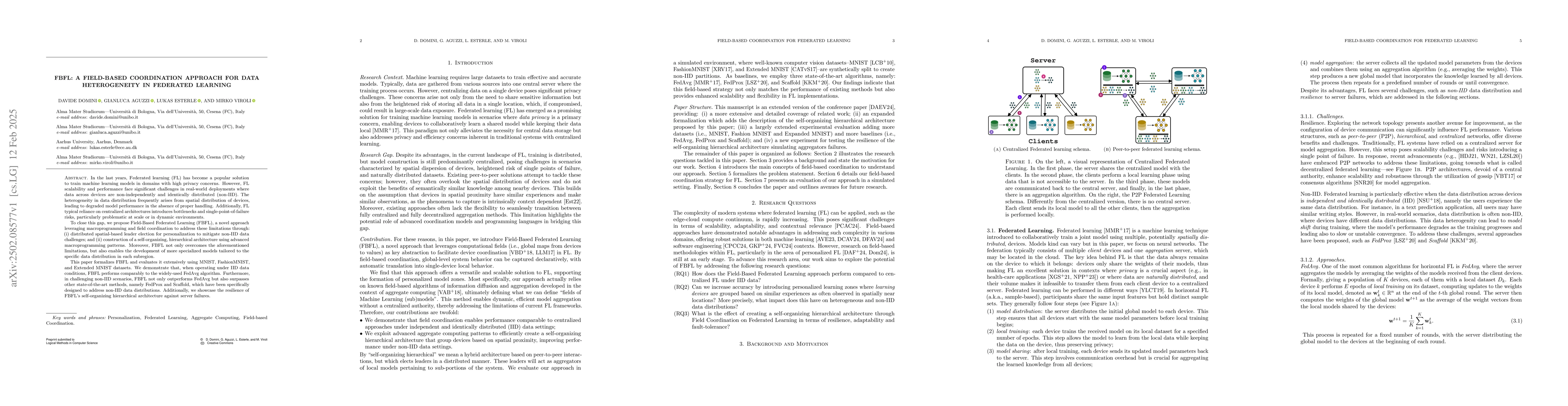 Thumbnail for FBFL: A Field-Based Coordination Approach for Data Heterogeneity in
  Federated Learning