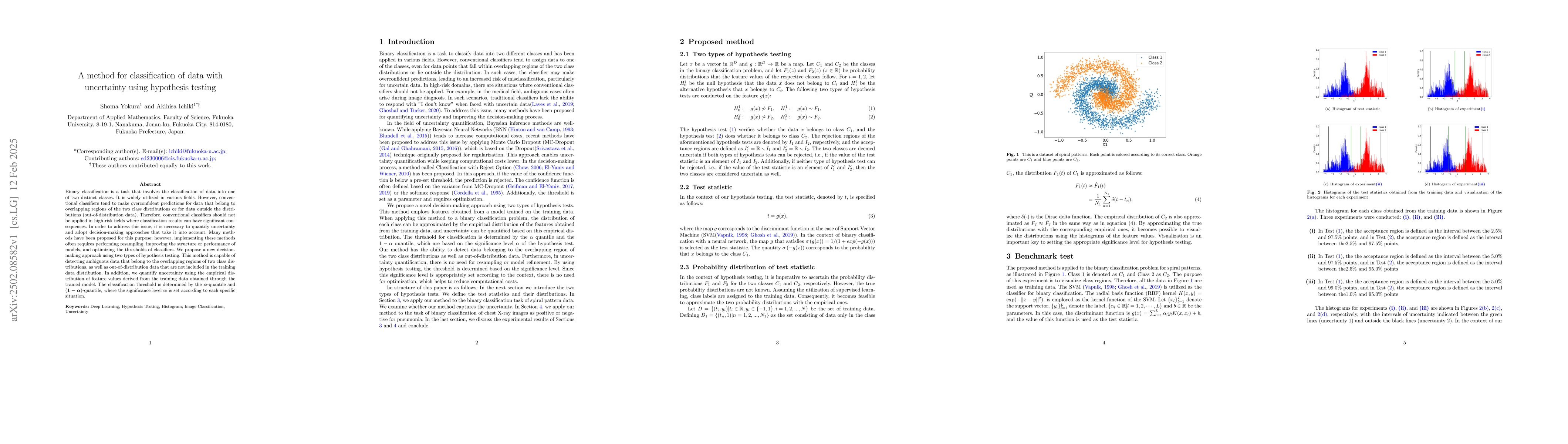 Thumbnail for A method for classification of data with uncertainty using hypothesis
  testing