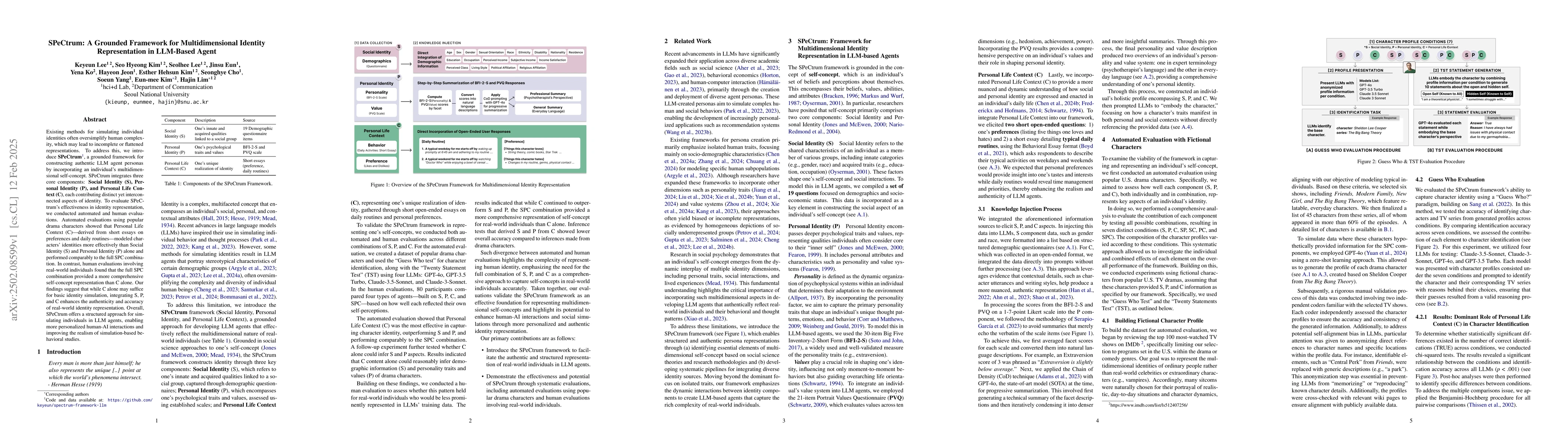Thumbnail for SPeCtrum: A Grounded Framework for Multidimensional Identity
  Representation in LLM-Based Agent