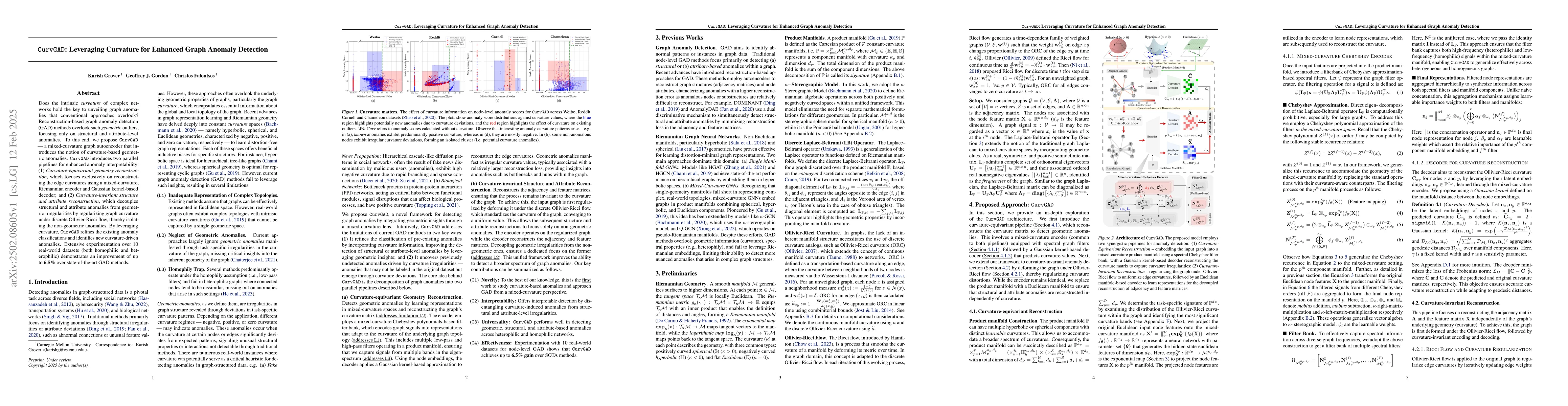 Thumbnail for CurvGAD: Leveraging Curvature for Enhanced Graph Anomaly Detection