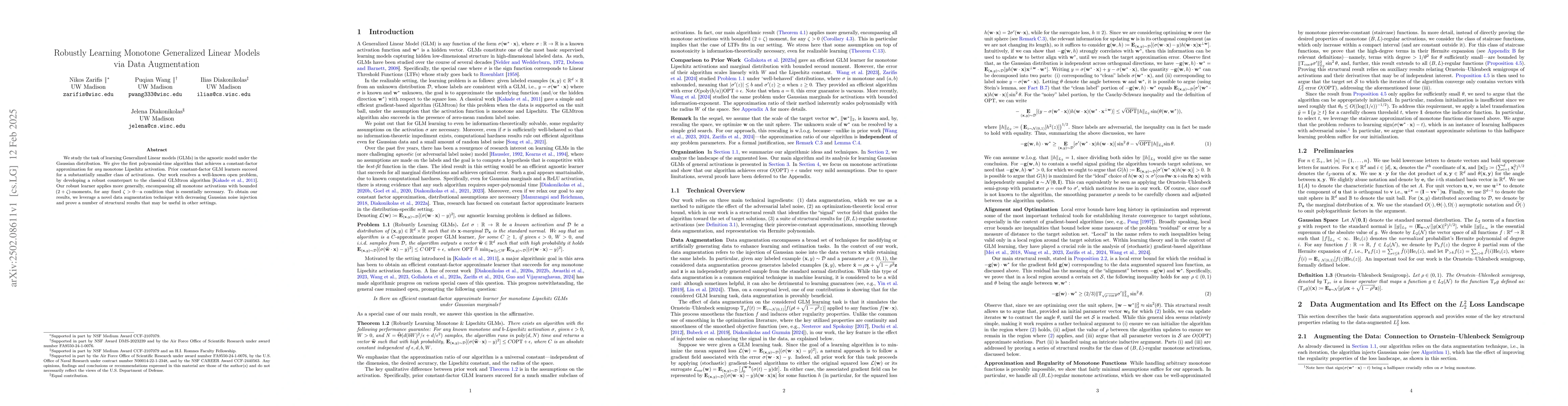 Thumbnail for Robustly Learning Monotone Generalized Linear Models via Data
  Augmentation