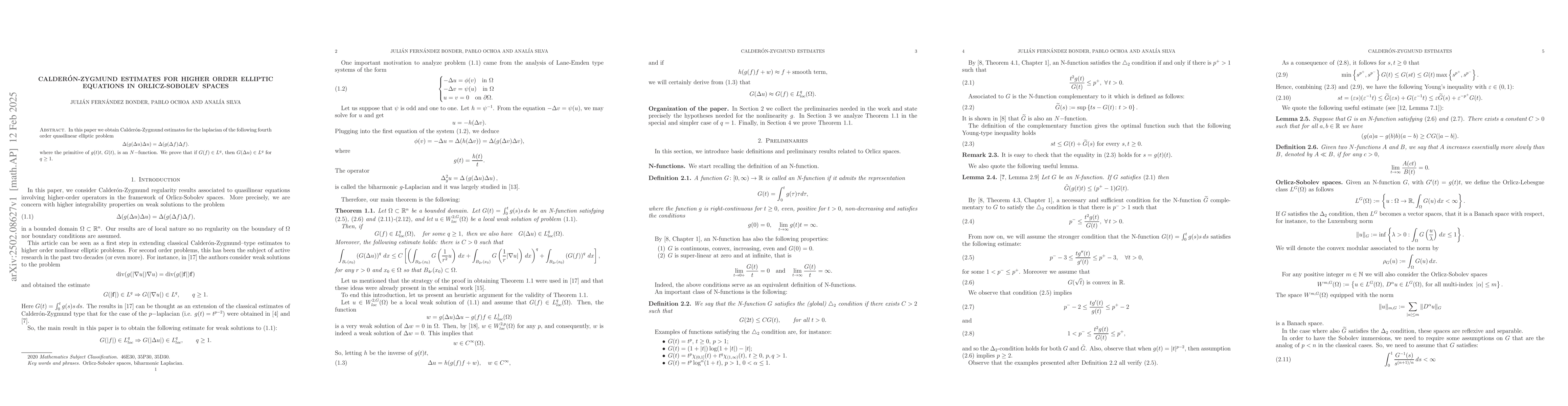 Thumbnail for Calderón-Zygmund estimates for higher order elliptic equations in
  Orlicz-Sobolev spaces