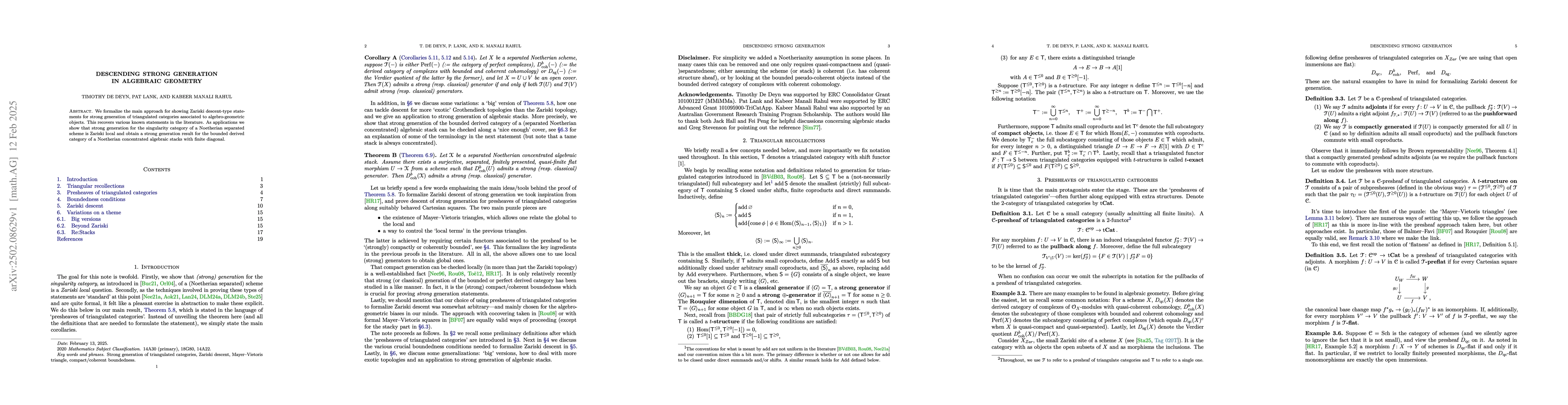 Thumbnail for Descending strong generation in algebraic geometry
