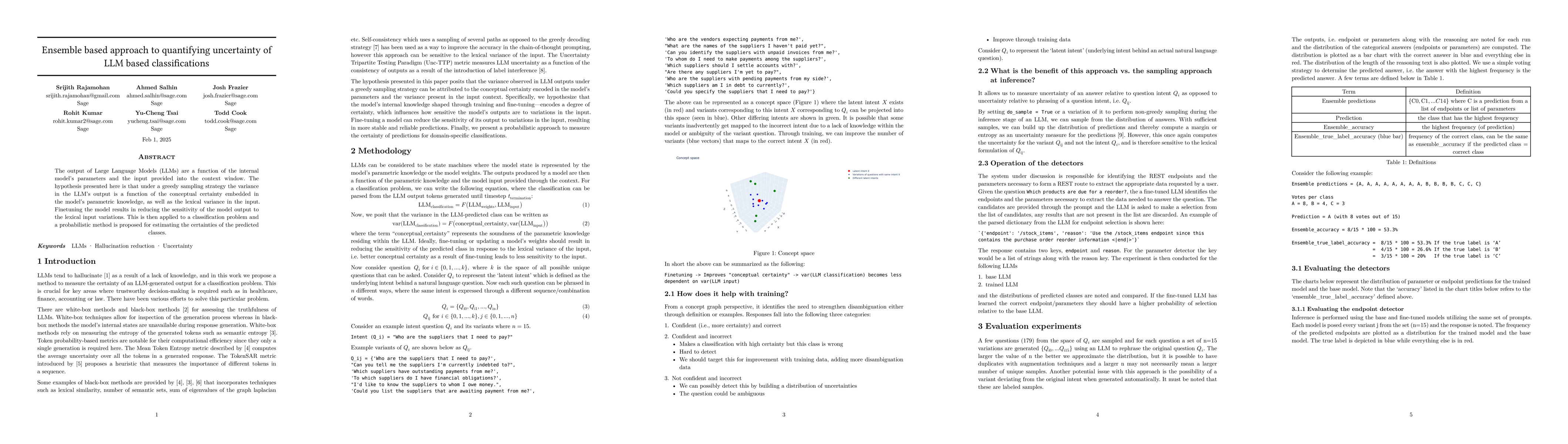 Thumbnail for Ensemble based approach to quantifying uncertainty of LLM based
  classifications