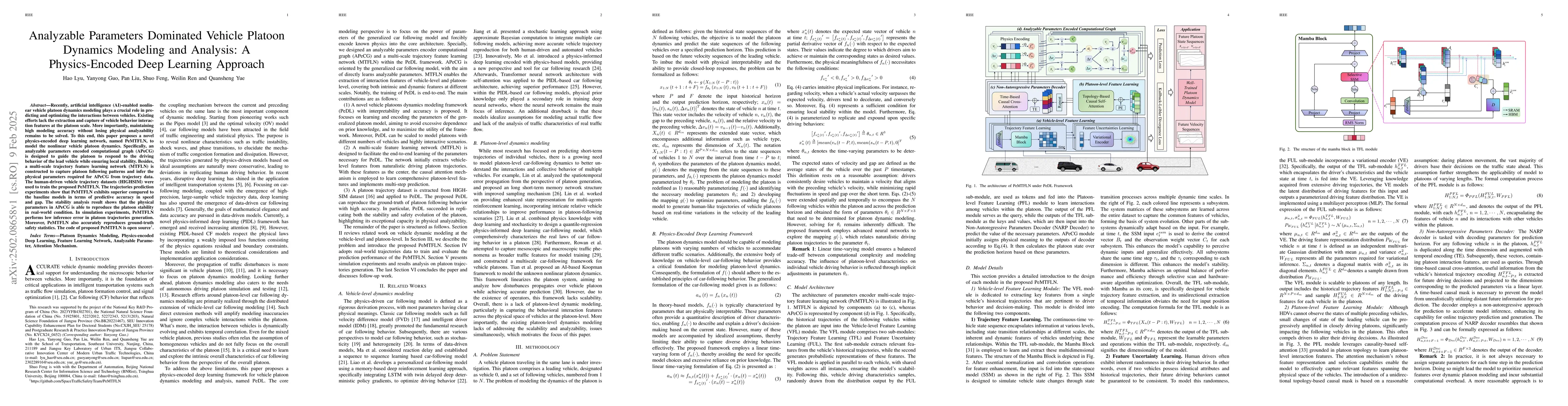 Thumbnail for Analyzable Parameters Dominated Vehicle Platoon Dynamics Modeling and
  Analysis: A Physics-Encoded Deep Learning Approach