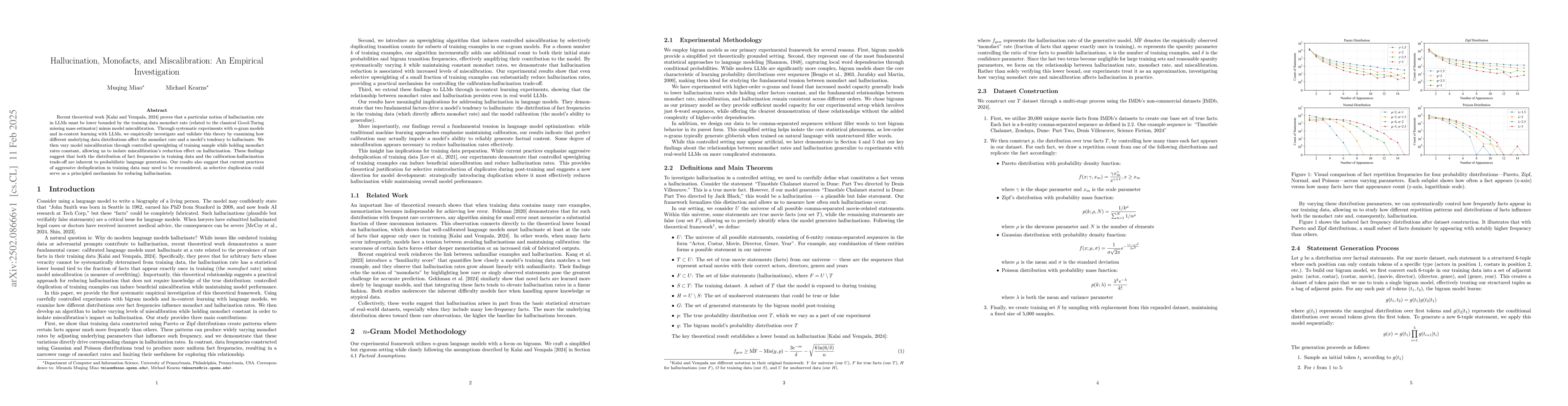 Thumbnail for Hallucination, Monofacts, and Miscalibration: An Empirical Investigation