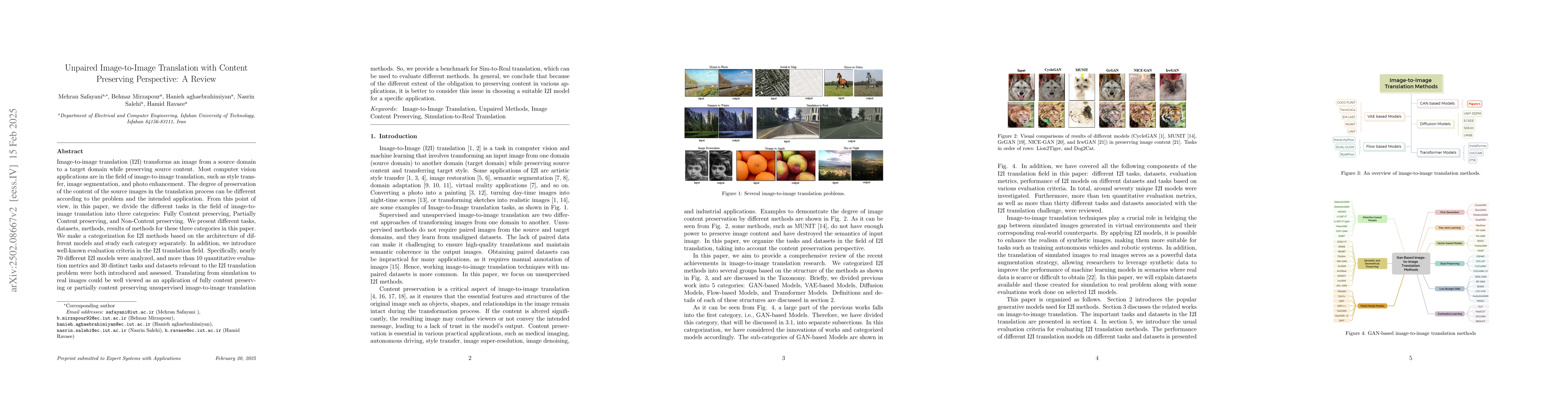 Thumbnail for Unpaired Image-to-Image Translation with Content Preserving Perspective:
  A Review