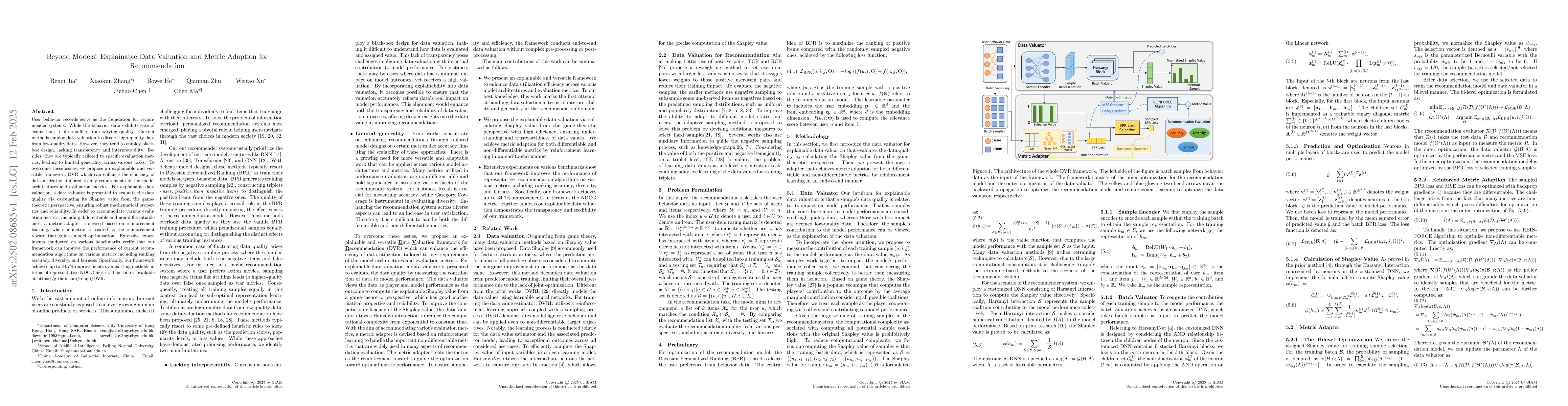 Thumbnail for Beyond Models! Explainable Data Valuation and Metric Adaption for
  Recommendation