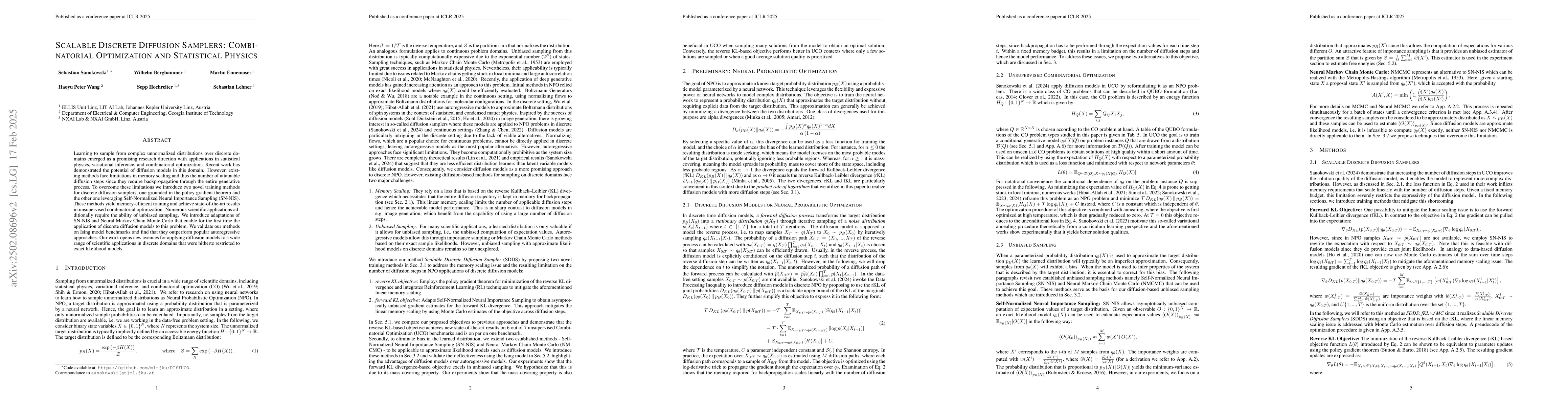 Thumbnail for Scalable Discrete Diffusion Samplers: Combinatorial Optimization and
  Statistical Physics
