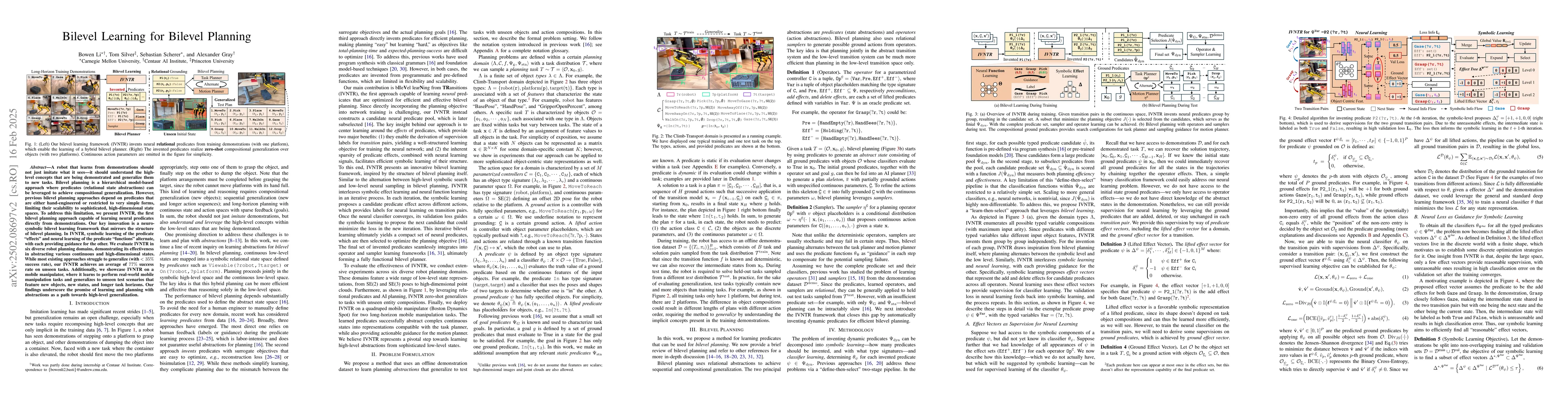 Thumbnail for Bilevel Learning for Bilevel Planning