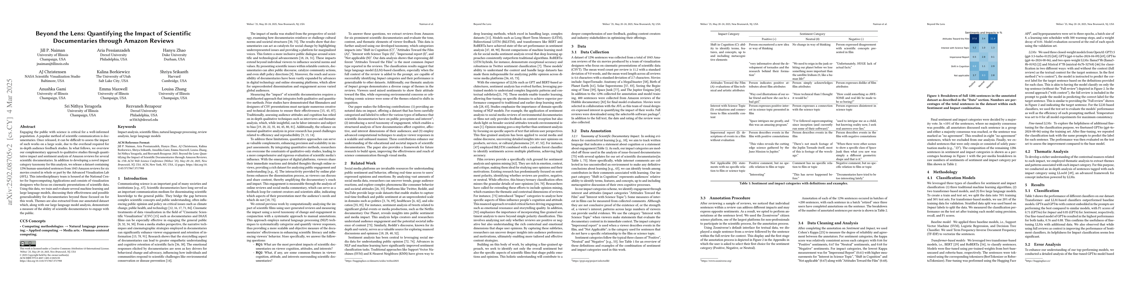 Thumbnail for Beyond the Lens: Quantifying the Impact of Scientific Documentaries
  through Amazon Reviews