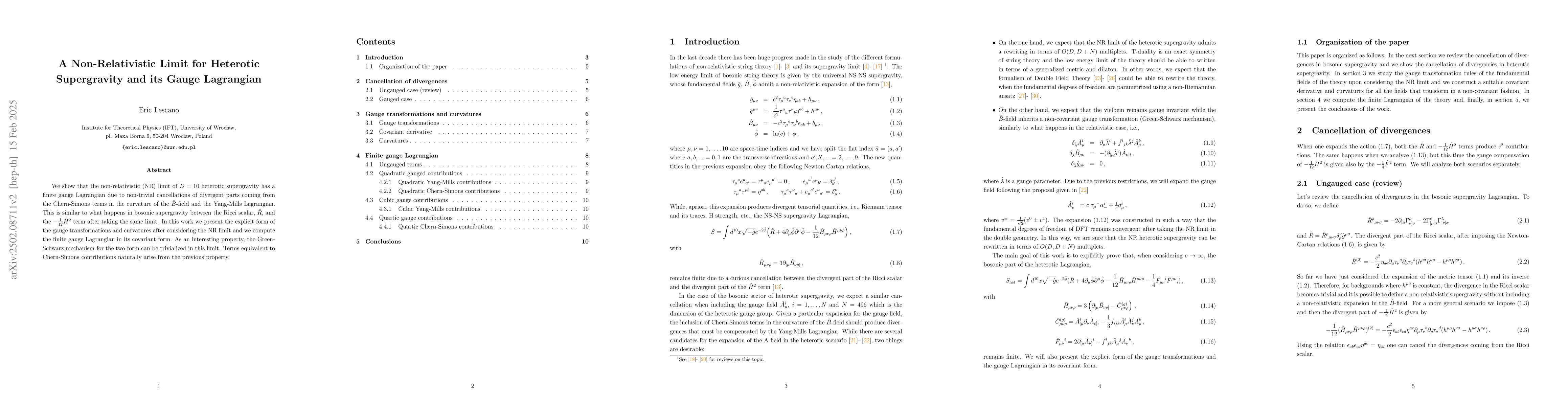 Thumbnail for A Non-Relativistic Limit for Heterotic Supergravity and its Gauge
  Lagrangian