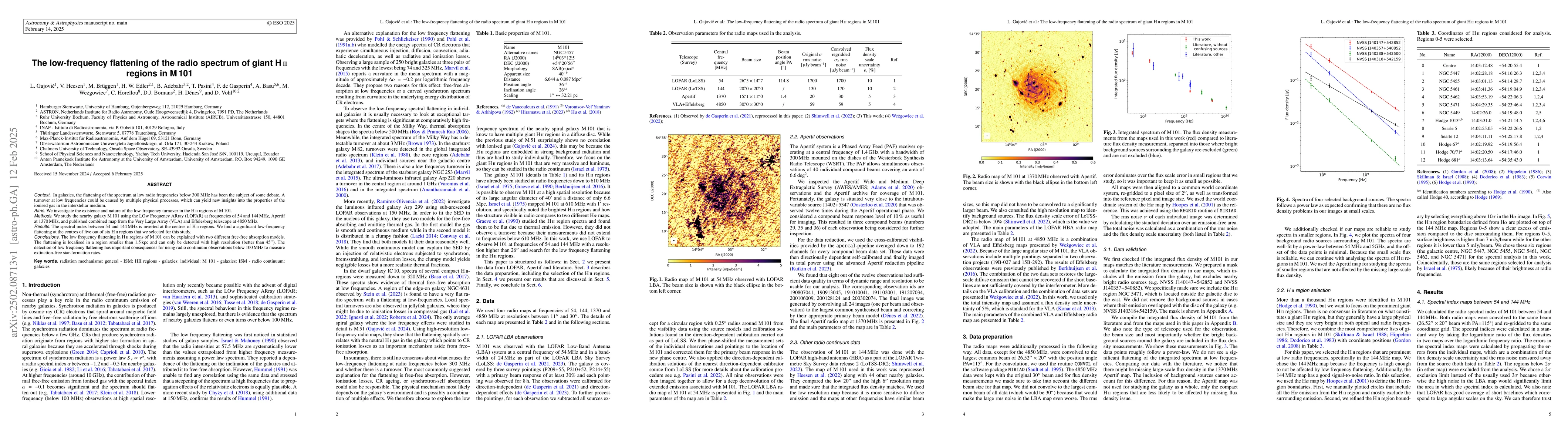 Thumbnail for The low-frequency flattening of the radio spectrum of giant HII regions
  in M 101