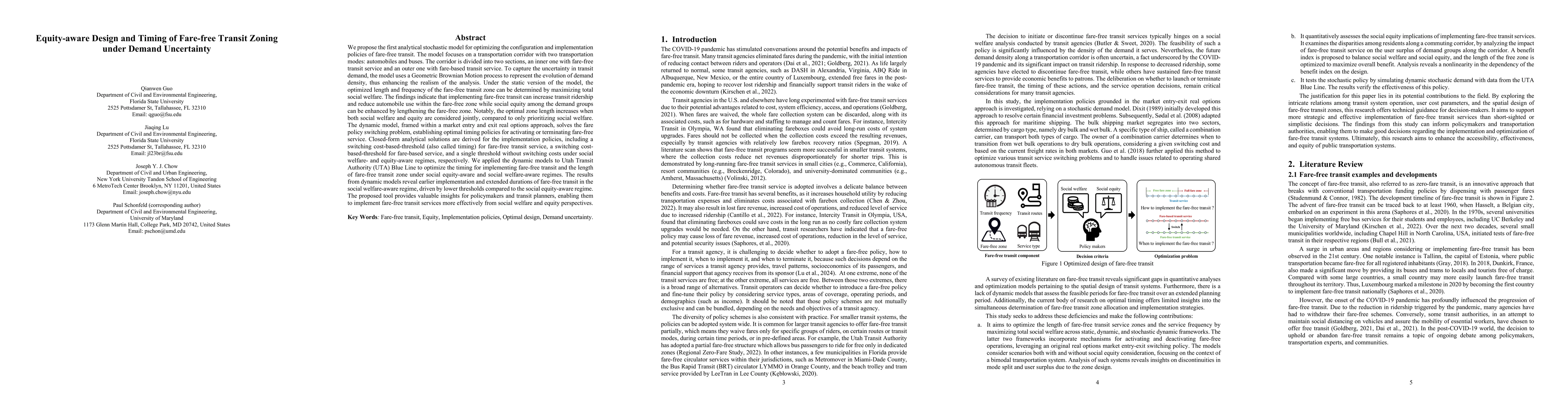 Thumbnail for Equity-aware Design and Timing of Fare-free Transit Zoning under Demand
  Uncertainty
