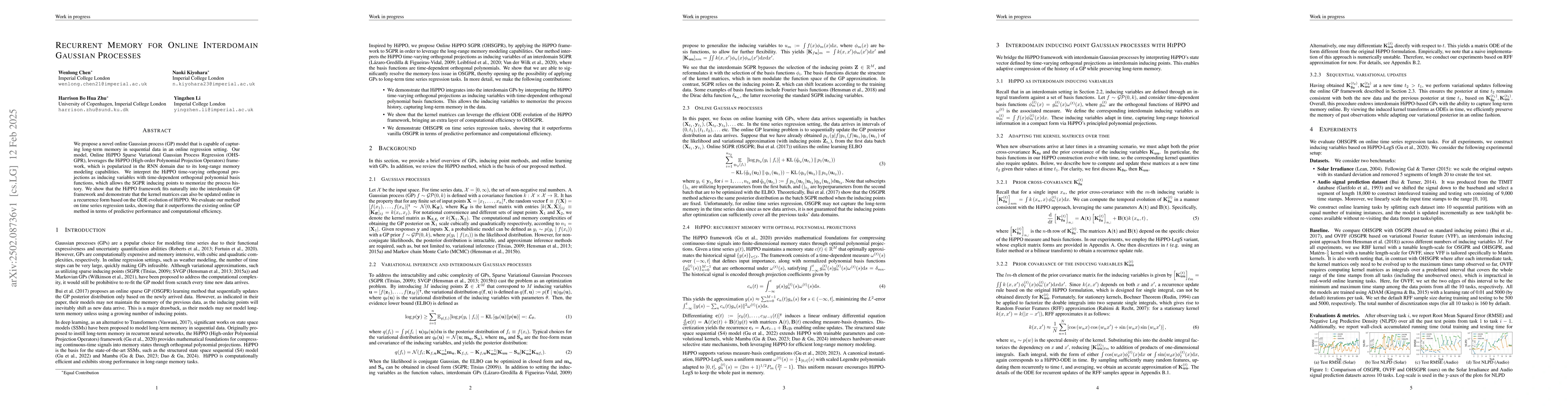 Thumbnail for Recurrent Memory for Online Interdomain Gaussian Processes