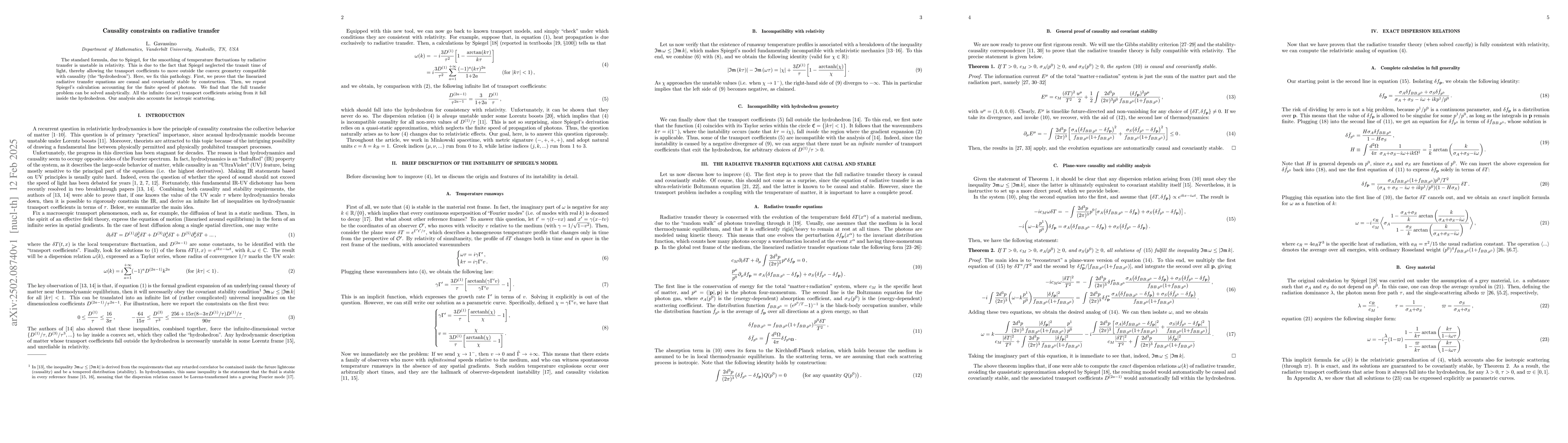 Thumbnail for Causality constraints on radiative transfer