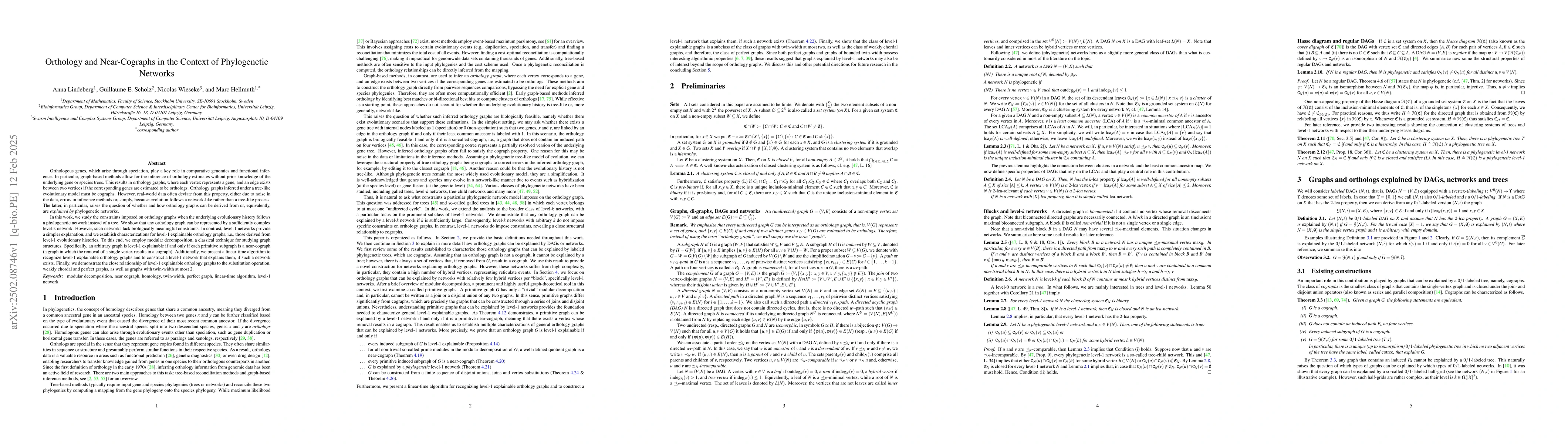 Thumbnail for Orthology and Near-Cographs in the Context of Phylogenetic Networks
