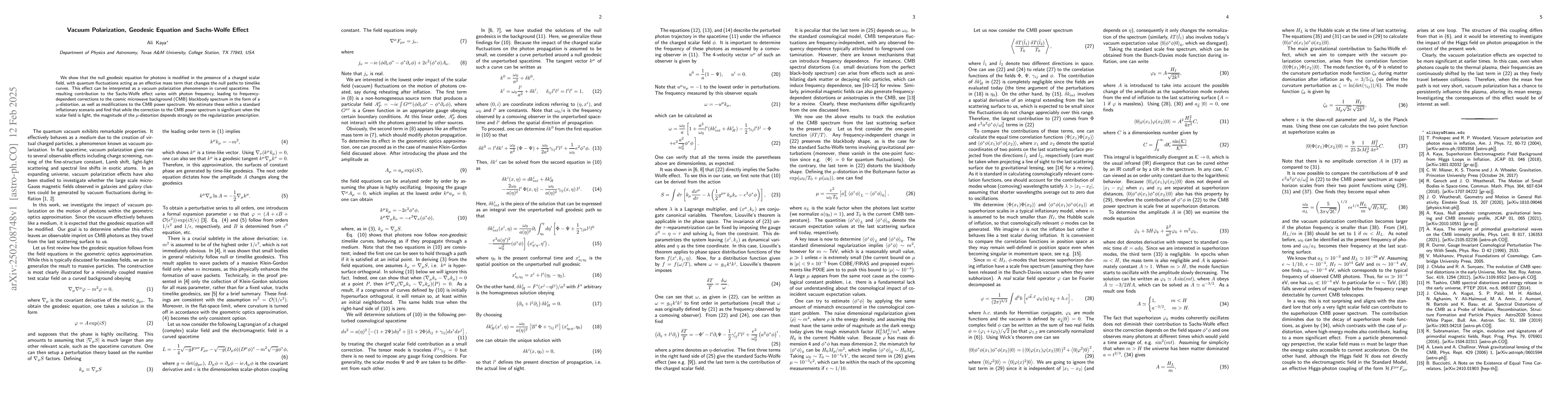 Thumbnail for Vacuum Polarization, Geodesic Equation and Sachs-Wolfe Effect