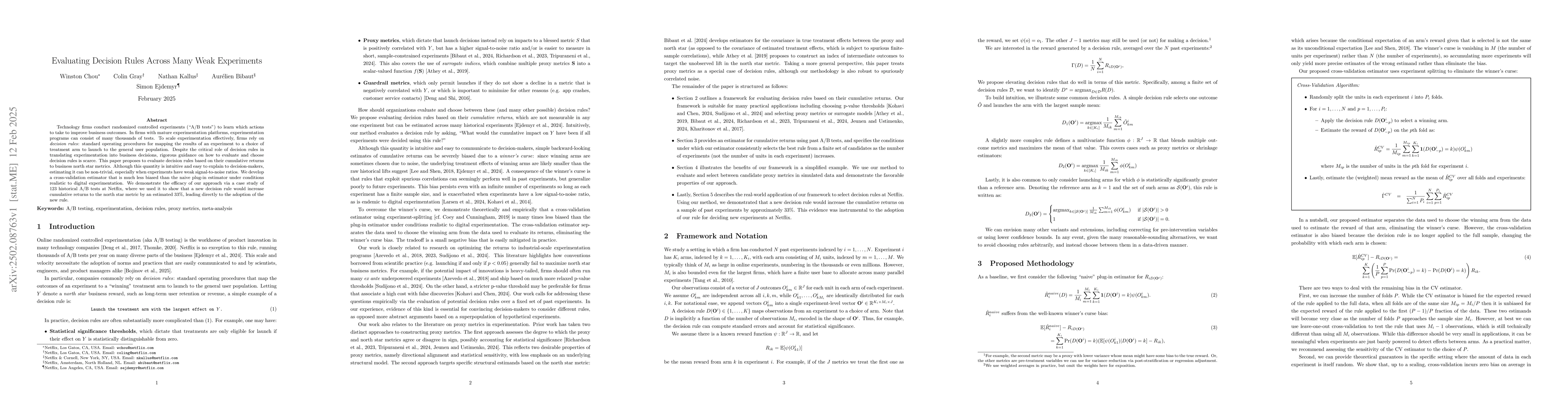 Thumbnail for Evaluating Decision Rules Across Many Weak Experiments
