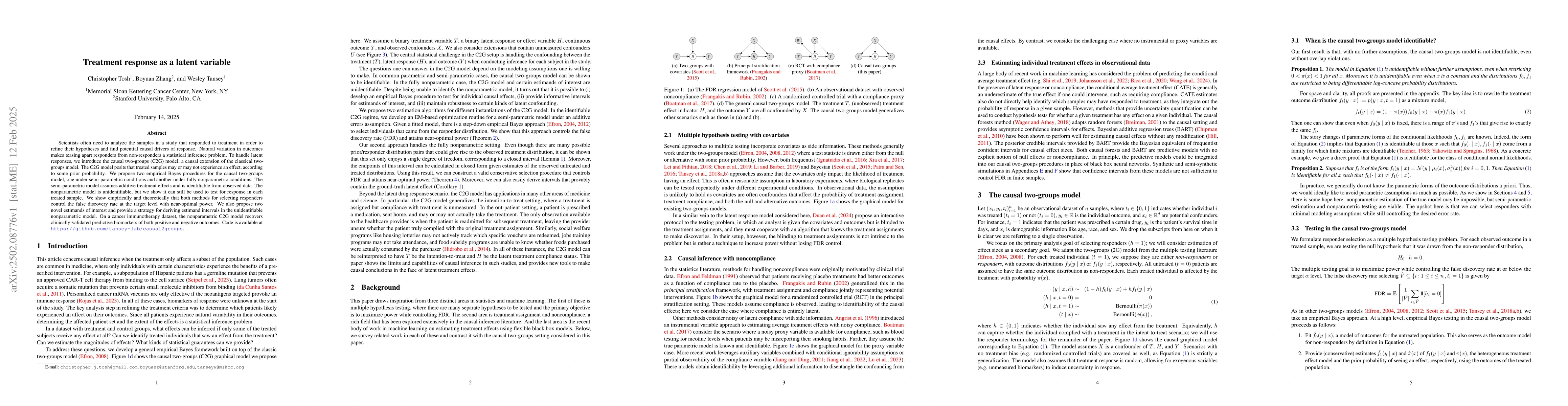 Thumbnail for Treatment response as a latent variable