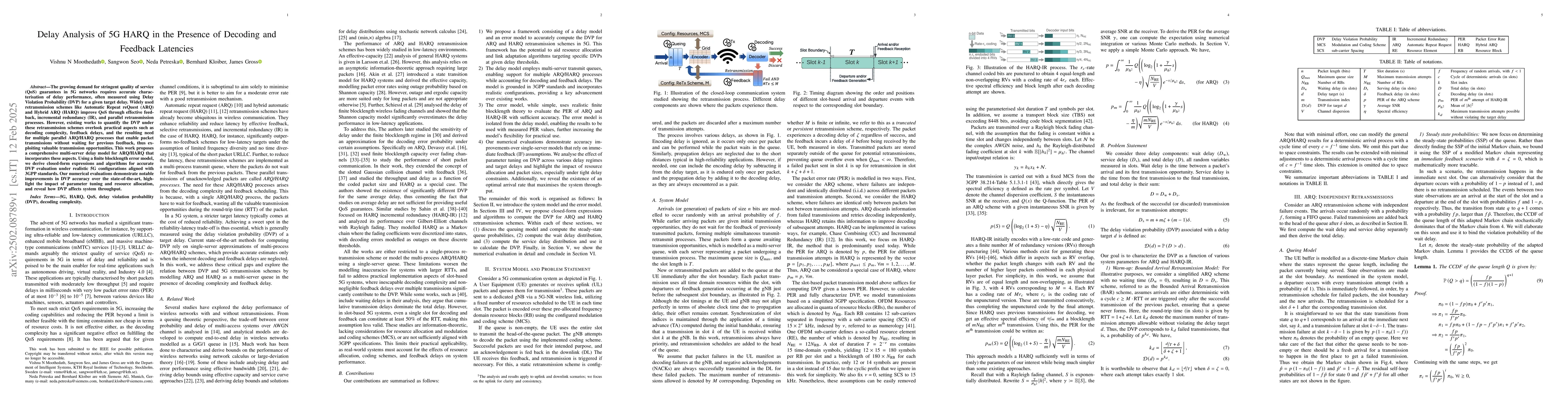Thumbnail for Delay Analysis of 5G HARQ in the Presence of Decoding and Feedback
  Latencies