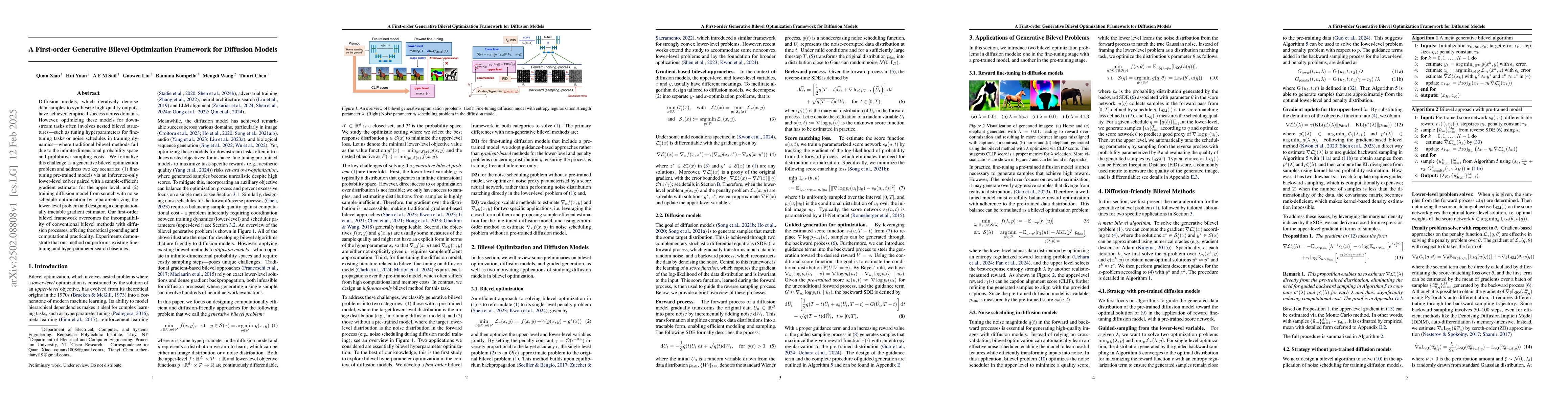 Thumbnail for A First-order Generative Bilevel Optimization Framework for Diffusion
  Models