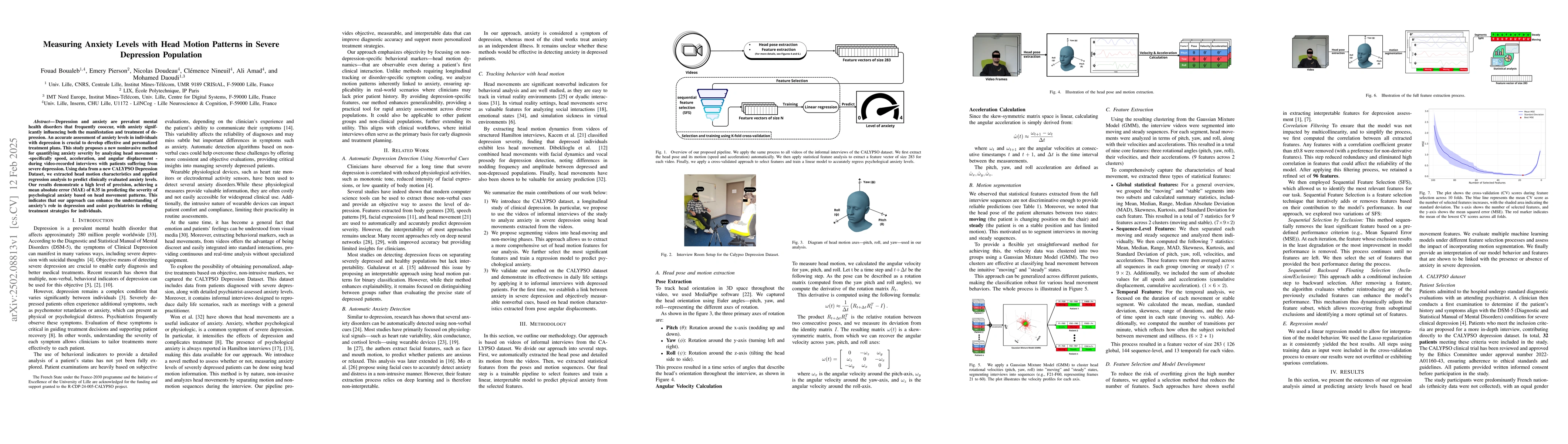 Thumbnail for Measuring Anxiety Levels with Head Motion Patterns in Severe Depression
  Population