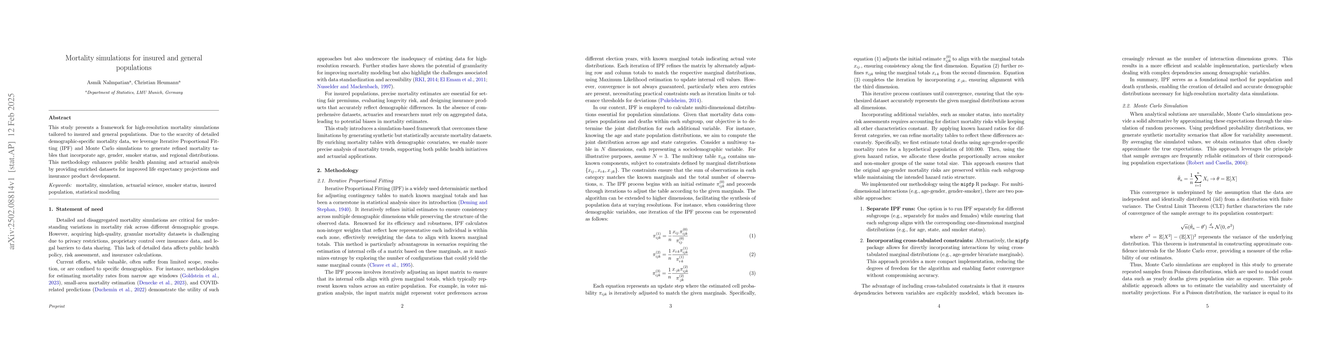 Thumbnail for Mortality simulations for insured and general populations