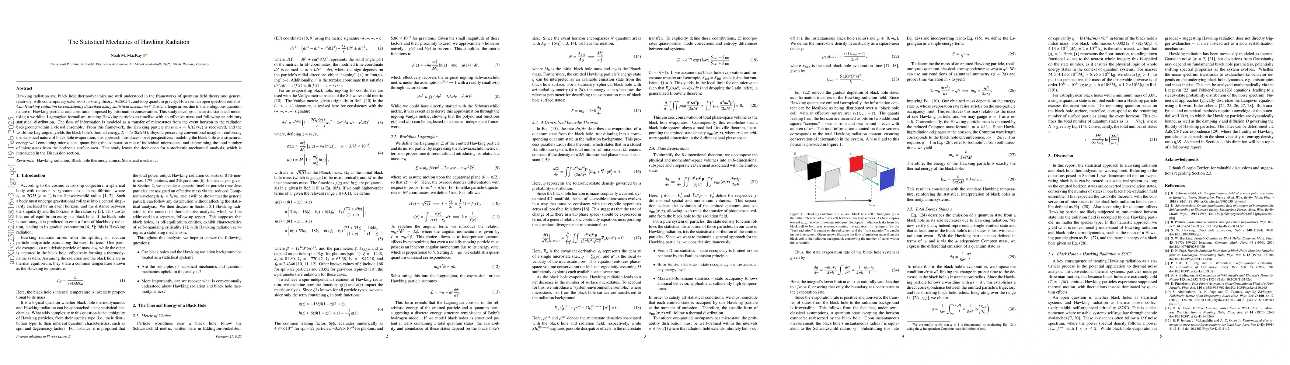 Thumbnail for The Statistical Mechanics of Hawking Radiation