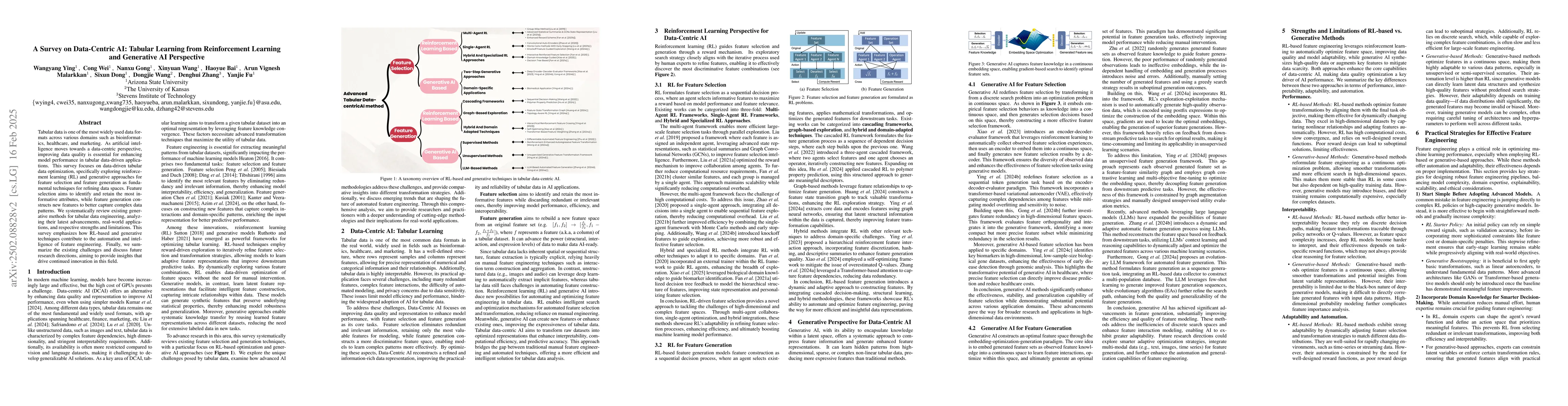 Thumbnail for A Survey on Data-Centric AI: Tabular Learning from Reinforcement
  Learning and Generative AI Perspective