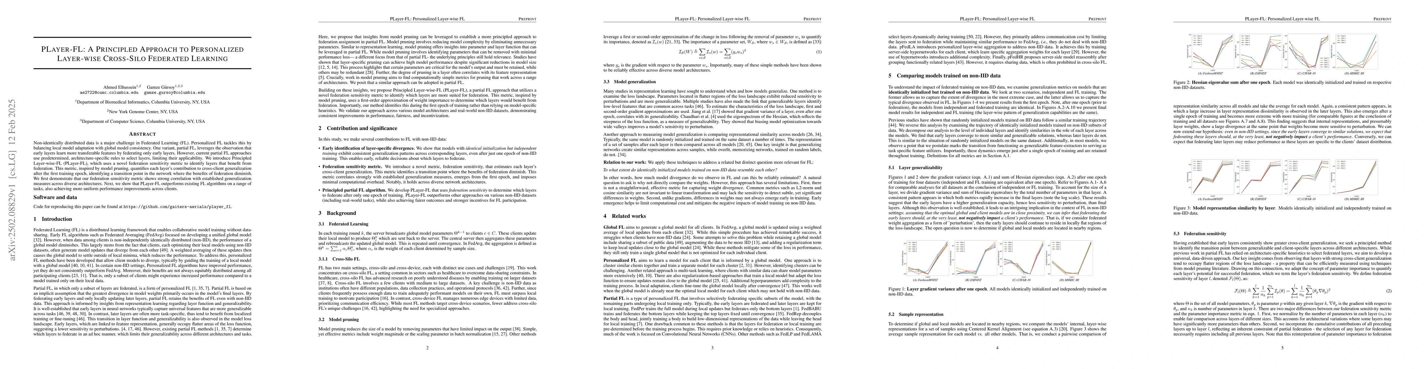 Thumbnail for PLayer-FL: A Principled Approach to Personalized Layer-wise Cross-Silo
  Federated Learning