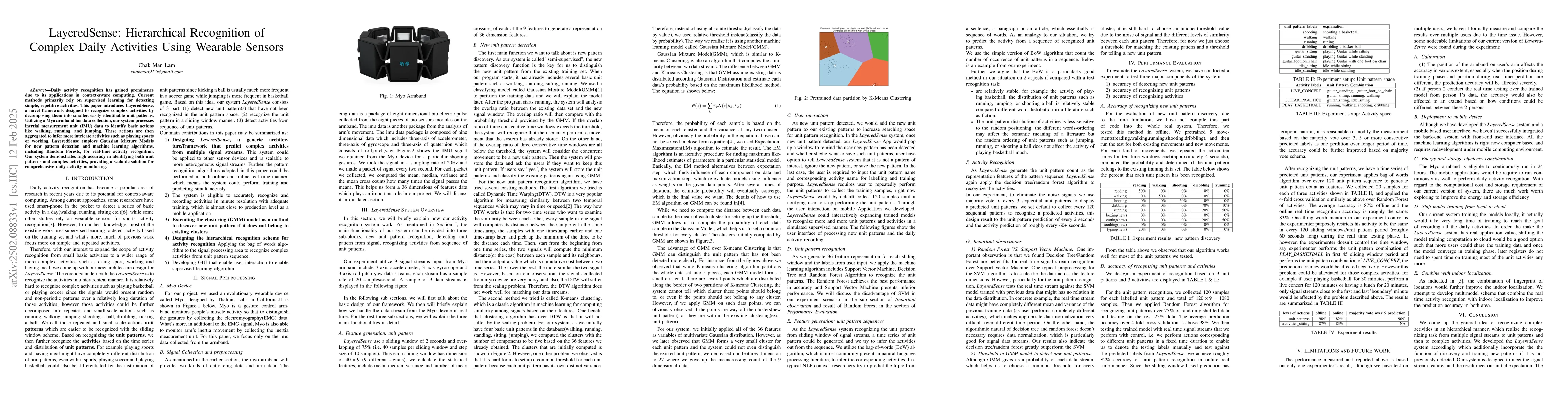 Thumbnail for LayeredSense: Hierarchical Recognition of Complex Daily Activities Using
  Wearable Sensors