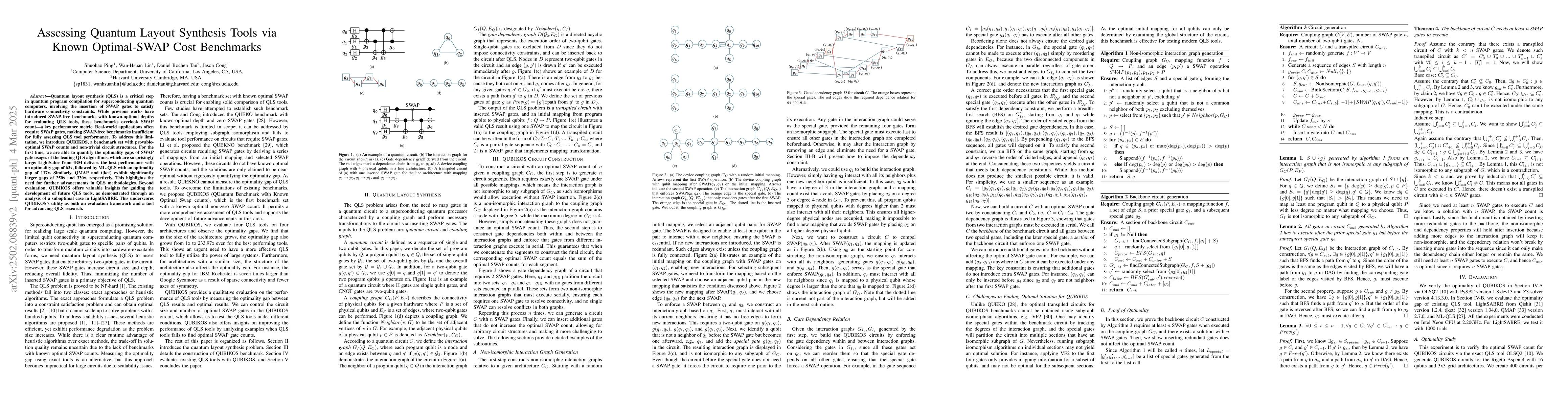 Thumbnail for Assessing Quantum Layout Synthesis Tools via Known Optimal-SWAP Cost
  Benchmarks