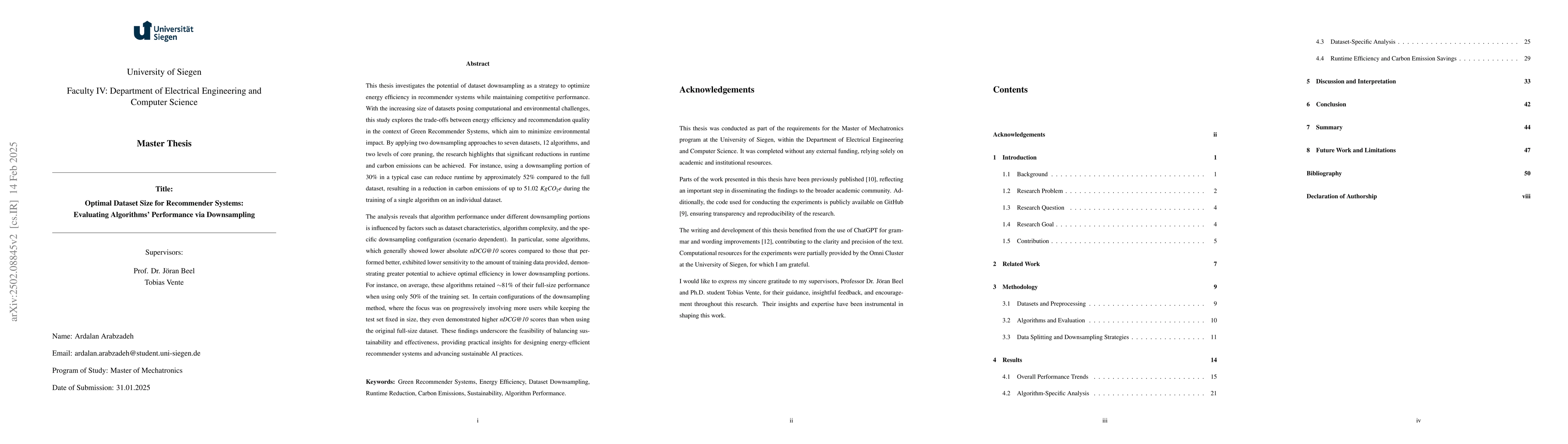 Thumbnail for Optimal Dataset Size for Recommender Systems: Evaluating Algorithms'
  Performance via Downsampling