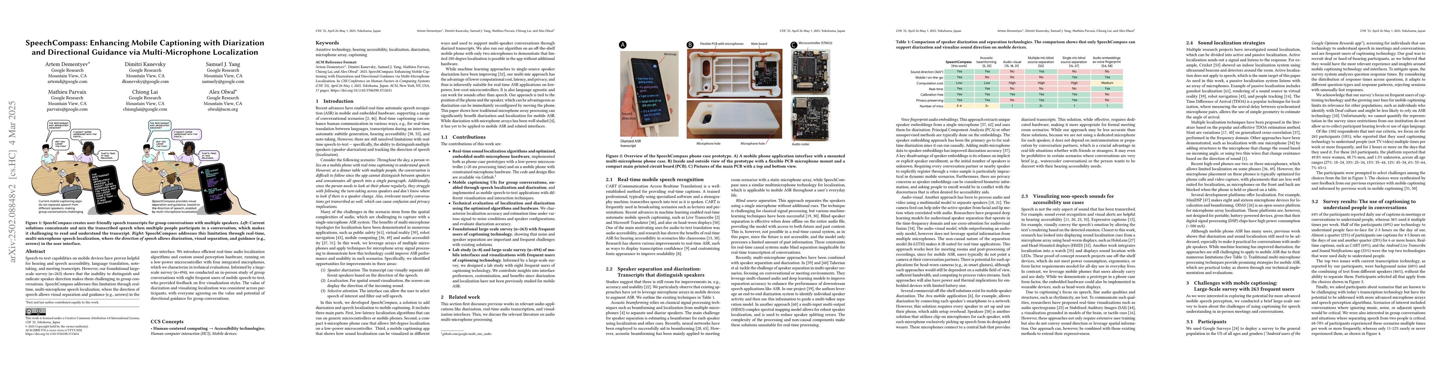 Thumbnail for SpeechCompass: Enhancing Mobile Captioning with Diarization and
  Directional Guidance via Multi-Microphone Localization