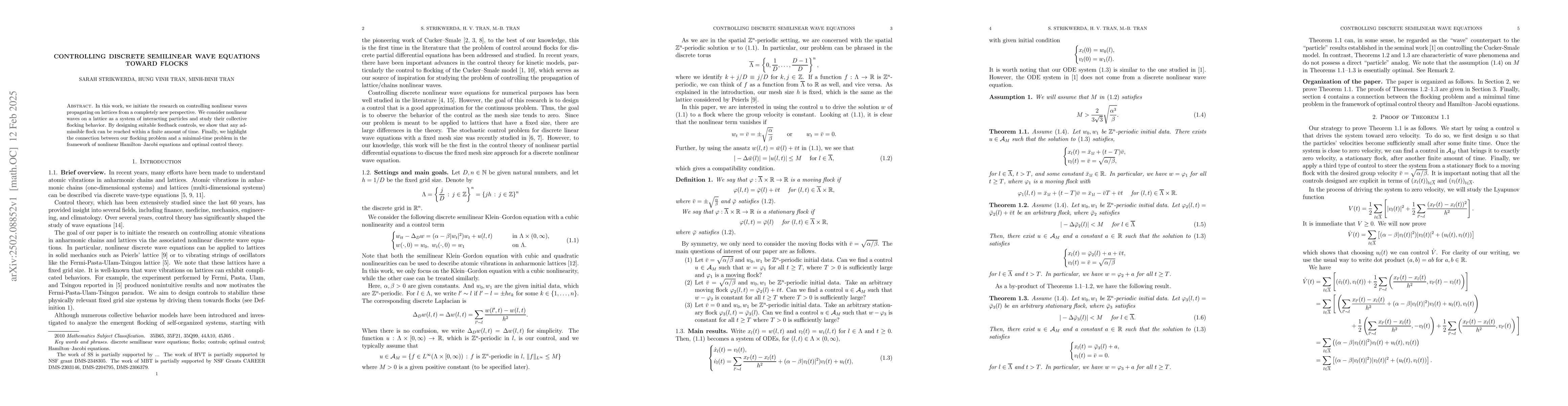 Thumbnail for Controlling discrete semilinear wave equations toward flocks