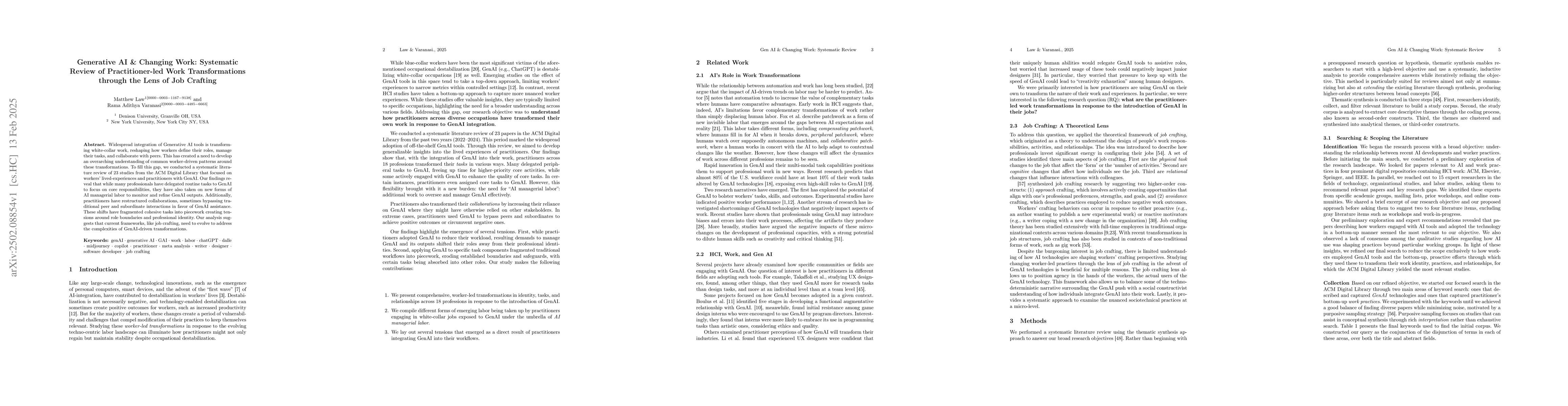 Thumbnail for Generative AI & Changing Work: Systematic Review of Practitioner-led
  Work Transformations through the Lens of Job Crafting