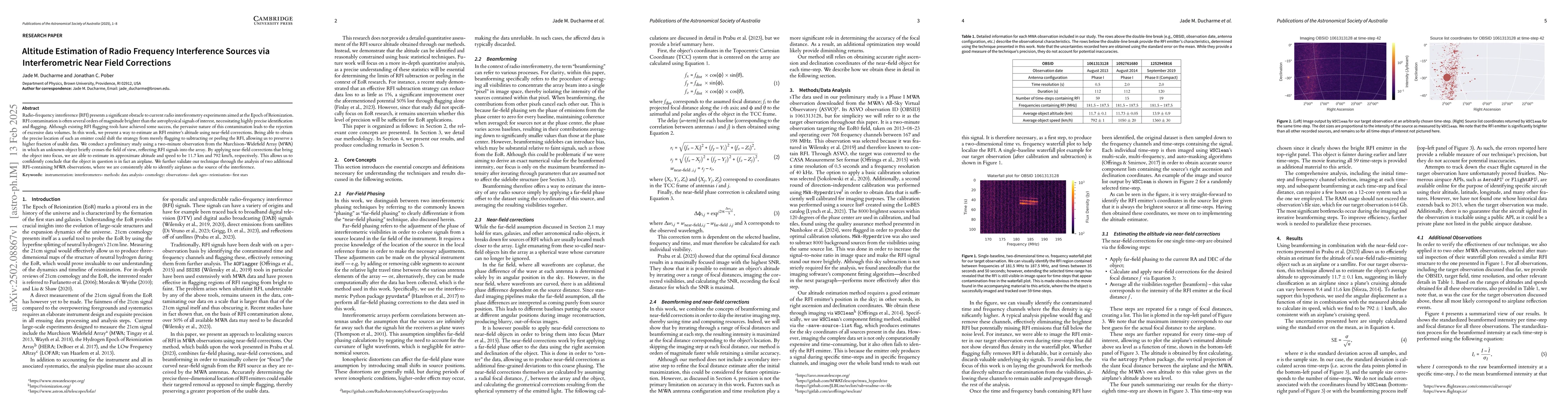 Thumbnail for Altitude Estimation of Radio Frequency Interference Sources via
  Interferometric Near Field Corrections