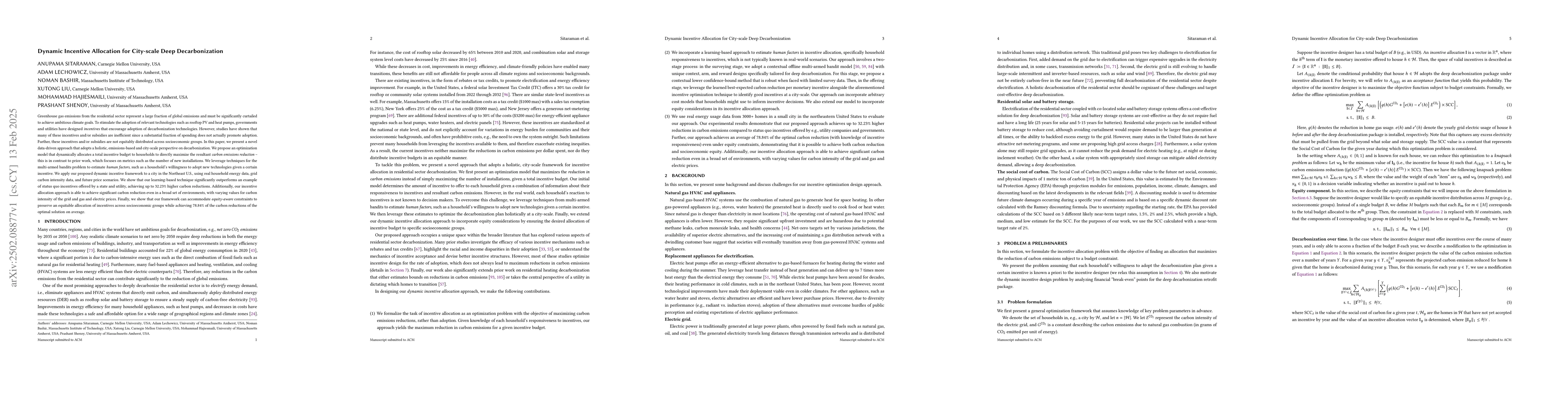 Thumbnail for Dynamic Incentive Allocation for City-scale Deep Decarbonization